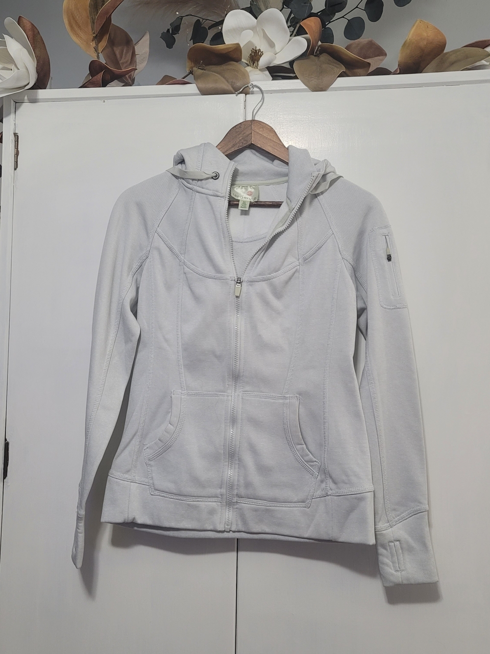 Tangerine Light Gray Hooded Zip Utility Jacket